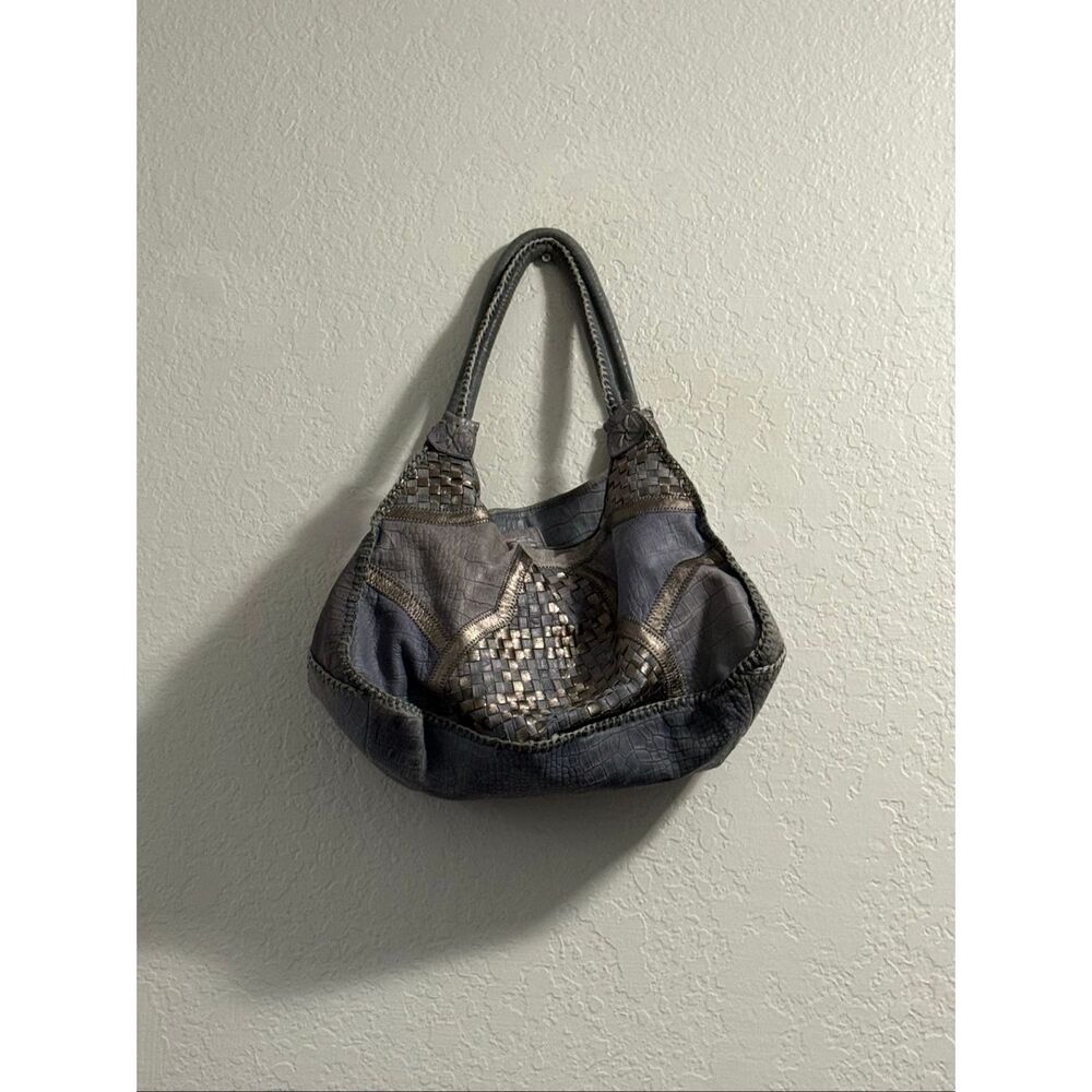Chi Genuine Leather Purse Trimmed in Genuine Crocodile Hobo Bag 14x12